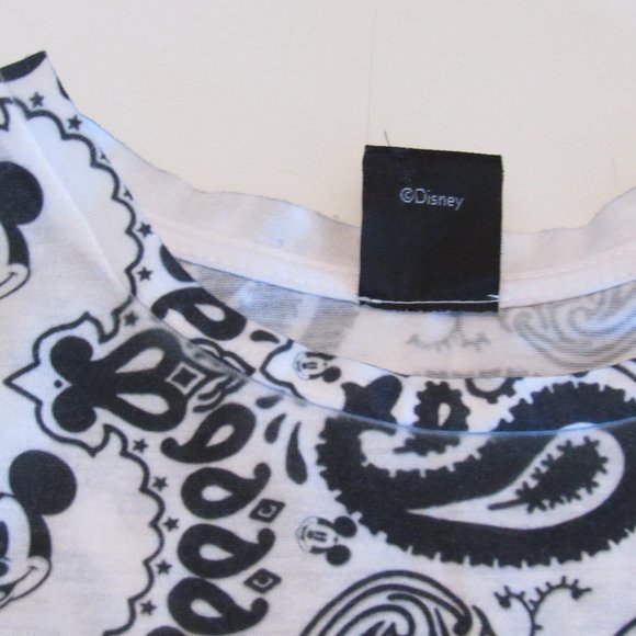 Vtg Disney Mickey Mouse T-Shirt Ink and Paint All Over Print Paisley 90's Size 4 - Picture 3 of 4